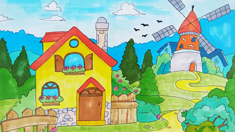 儿童画基础教程房子
