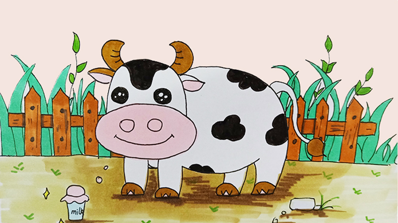 奶牛怎么画简笔画