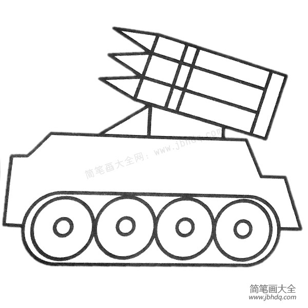 军事交通工具 导弹车简笔画