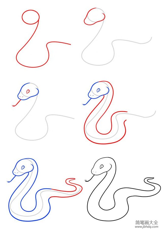 一步一步画蟒蛇图片