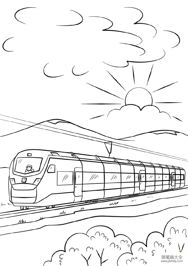 未来的高速火车简笔画图片