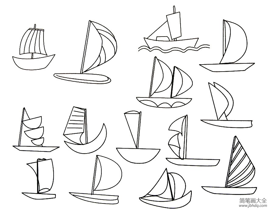 帆船的画法步骤图片