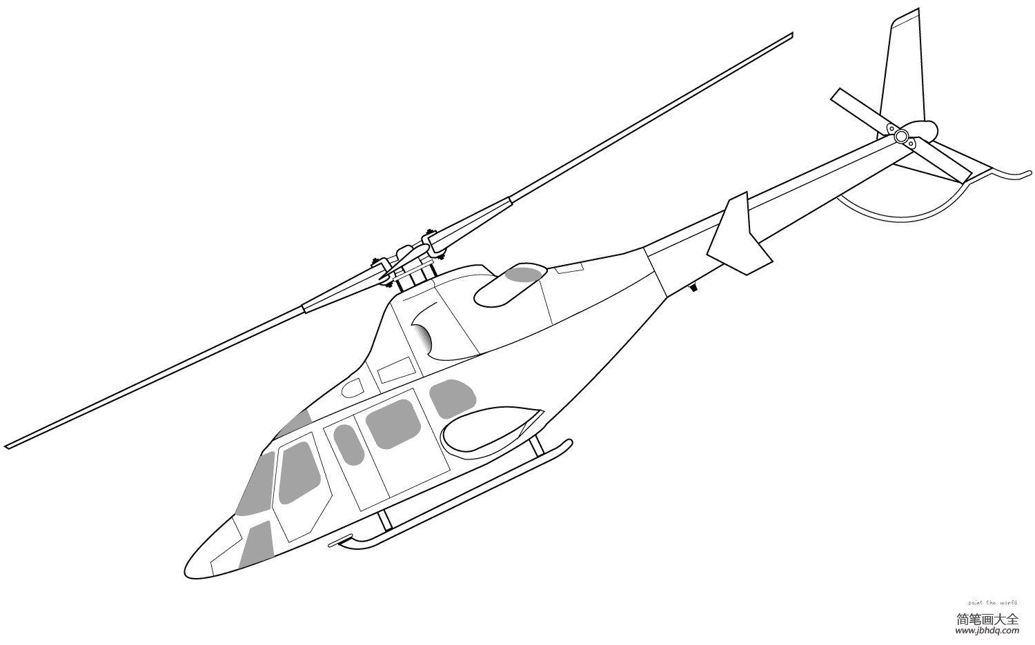 直升机画法复杂图片