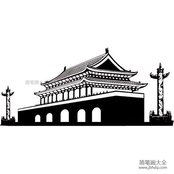 天安城门画法侧面图片