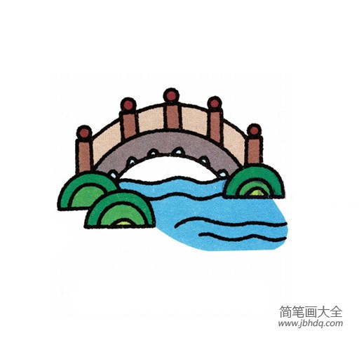 小桥流水风景 简笔画图片