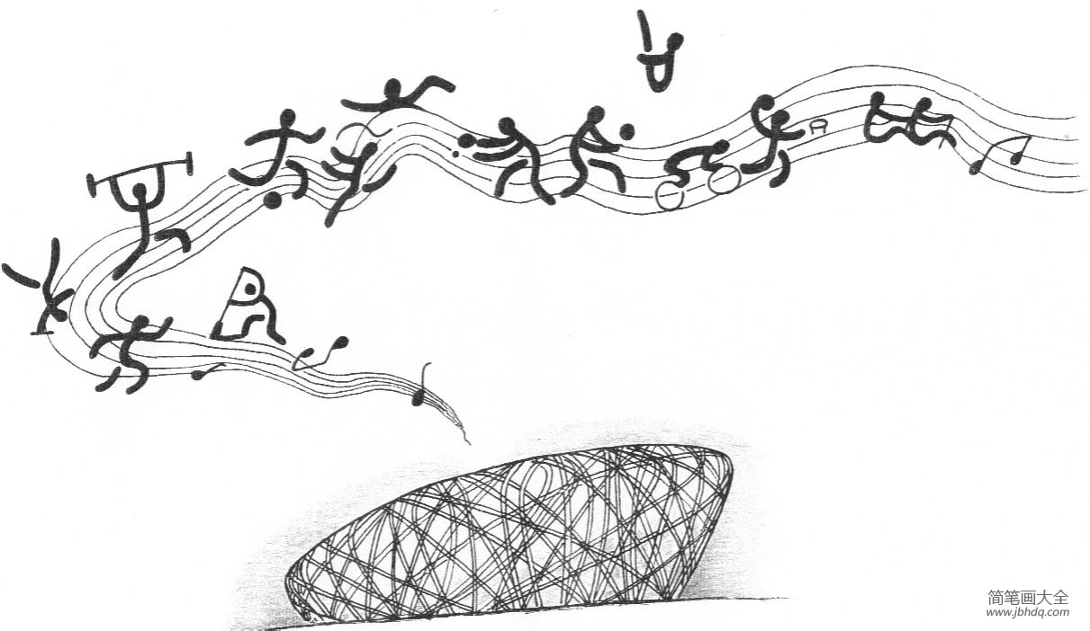 北京奥运会鸟巢绘画图片