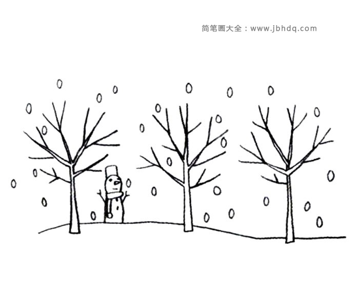 冬天的树画画图片图片
