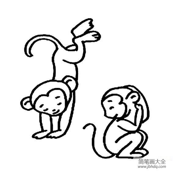两只猴子简笔画图片