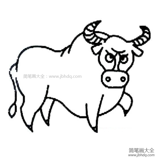一头愤怒的牛简笔画图片