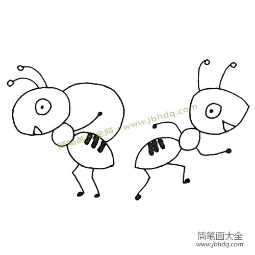 两只蚂蚁搬米简笔画图片