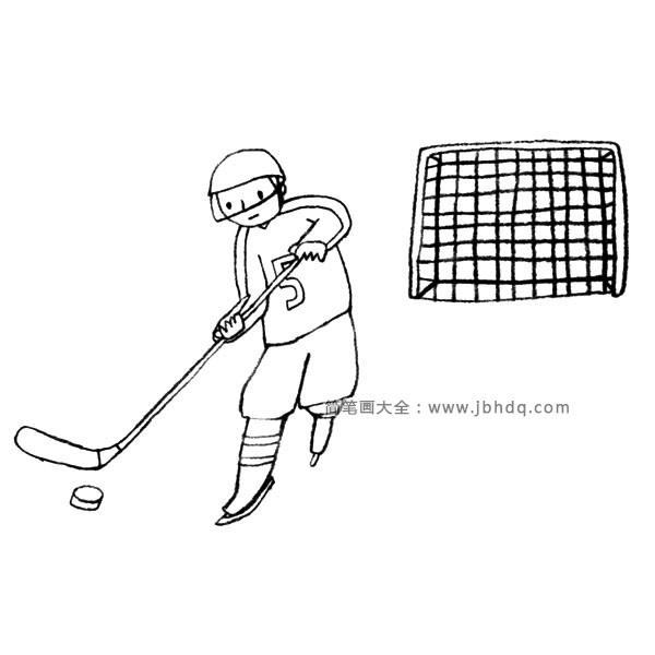 冰球运动简笔画小人图片