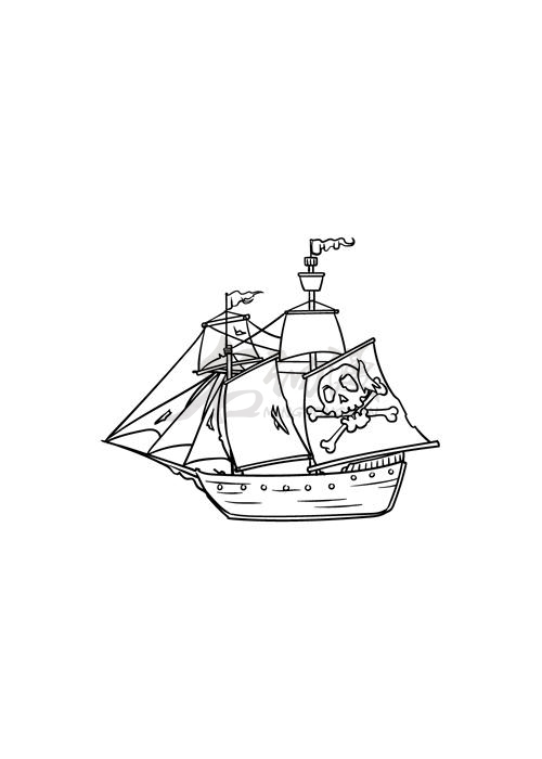 海盗船绘画 简笔图片