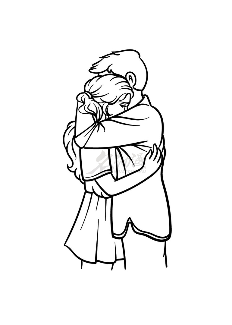 相互拥抱的小人简笔画图片