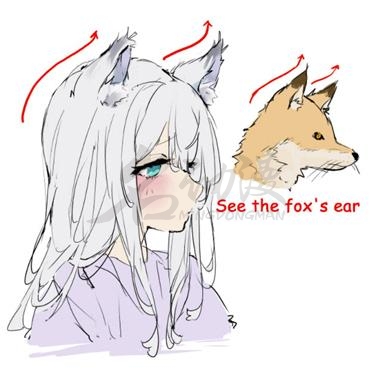 狐狸耳朵怎么画姐姐图片