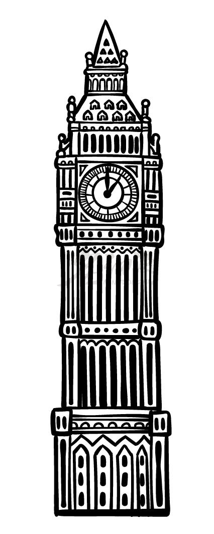 伦敦的简笔画 大本钟图片