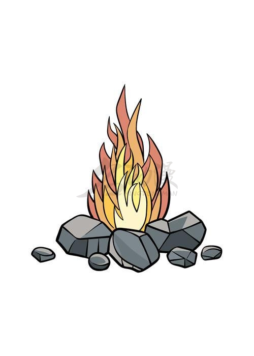 火堆简笔画 动画片图片