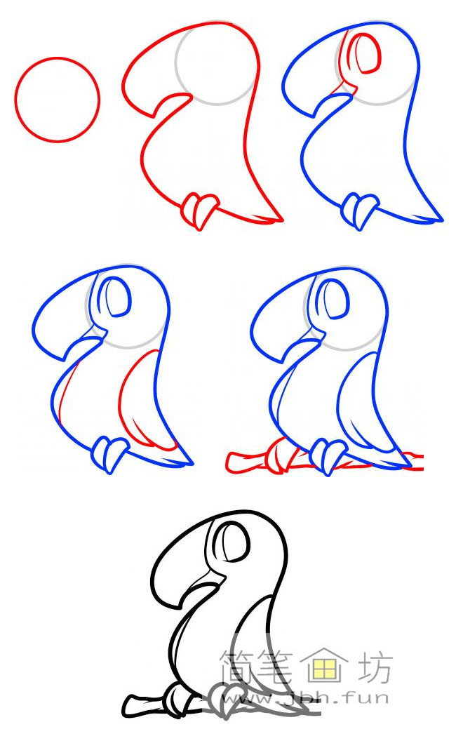 可爱的小鹦鹉简笔画图片
