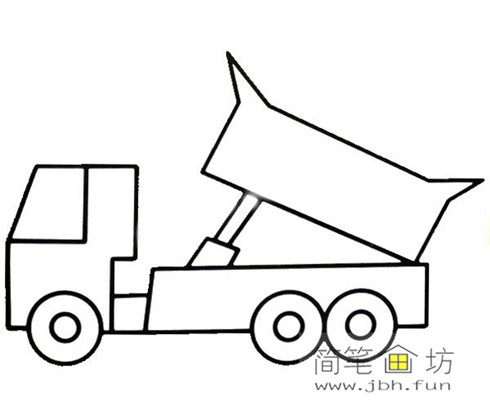 彩色儿童简笔画图片:垃圾车的画法(1)